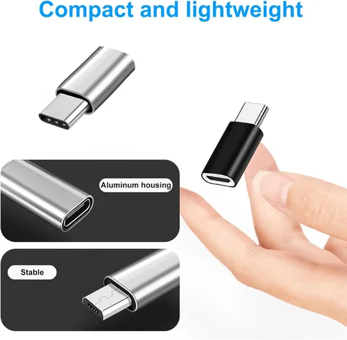 Vista 5 de Adaptador USB C (paquete de 6), USBC macho a micro hembra, USBC hembra a micro macho, tipo C a mini USB, compatible con teléfonos inteligentes