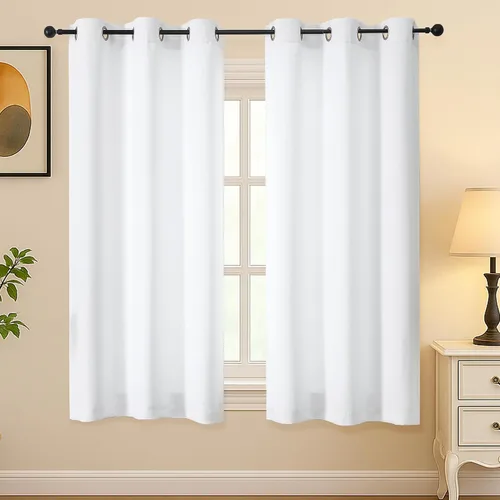 Vista 184 de Simplebrand Juego de 2 paneles de cenefa aguamarina para ventana de cocina de 14 pulgadas de largo, cortinas de oscurecimiento de habitación