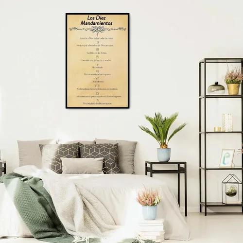 Vista 3 de Los 10 Mandamientos En Español Para Pared Versículo de la Biblia Arte de Pared Escritura Bíblica 10 Mandamientos Lienzo Pintura Religiosa Sala