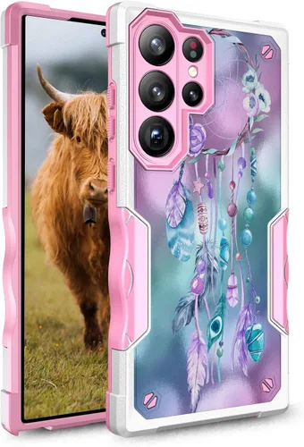 Vista 12 de Compatible con Samsung Galaxy S23, funda híbrida de doble capa con diseño gráfico resistente para Samsung Galaxy S23 (atrapasueños)