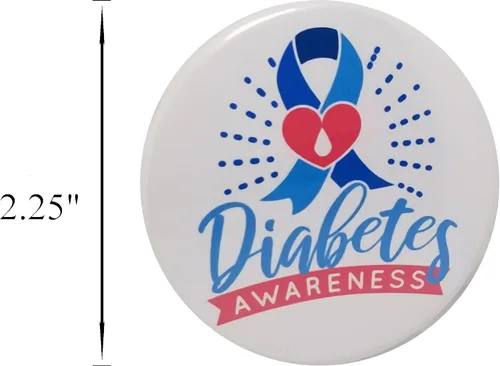 Vista 3 de Pin de concientización sobre la diabetes - botón pin back único de 2.25