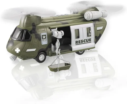 Vista 8 de Lollipop United States Army Camión de juguete con potencia de fricción 1/16 modelo de vehículo todo terreno con luz de coche y sonido, juguete
