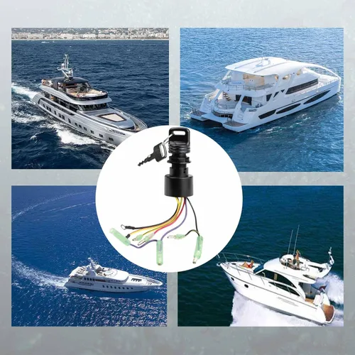 Vista 6 de Interruptor de encendido de barco con llaves 87-17009A5 87-17009A2 para caja de control de motores fueraborda Mercury con 3 posiciones y 6 cables