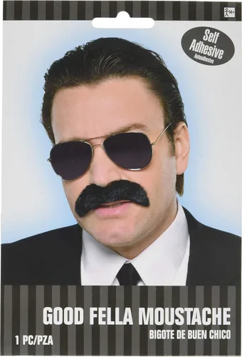 Vista 2 de Amscan 840900 - Bigote de gángster negro grueso 1 pieza