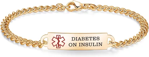 Vista 10 de Pulseras de identificación de alerta médica de 6.5 "-8.5" para mujeres, pulseras de emergencia médica de acero inoxidable, grabado gratuito