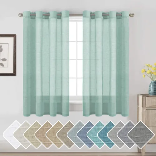 Vista 58 de H.VERSAILTEX Cortinas de lino de mezcla natural para sala de estar/cortinas de lino semitransparentes reductoras de luz de 54 pulgadas de largo