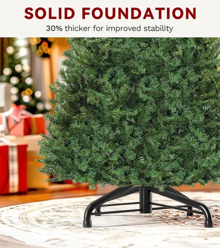 Vista 9 de DWVO Árbol de Navidad artificial preiluminado de 6 pies, verde, 1000 puntas