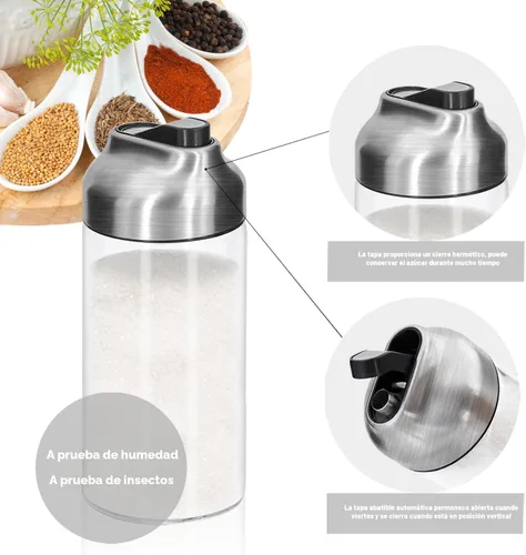 Vista 4 de Aelga Dispensador de azúcar de vidrio de 12 onzas con boquilla de vertido, vertedor pesado, para café, té y hornear