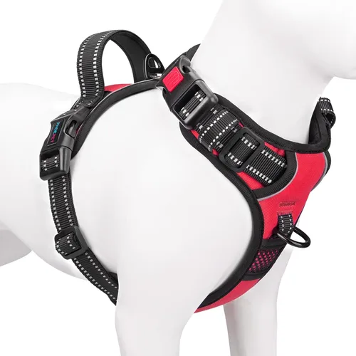 Vista 15 de PHOEPET Arnés para perro sin tirones, chaleco reflectante ajustable con asa de entrenamiento, bolsillo para identificación con nombre, 2 ganchos