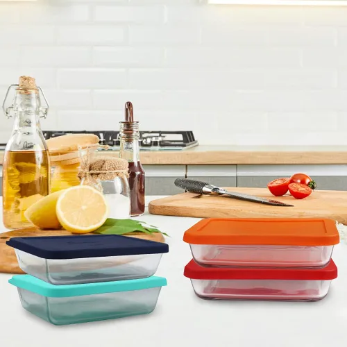 Vista 5 de Sophico Tapa de almacenamiento rectangular de silicona para 6 tazas de repuesto para cuencos de vidrio Pyrex 7211-PC, recipiente no incluido (MIX)