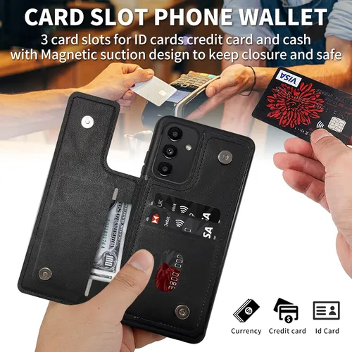 Vista 3 de FUYOCWE Funda para Motorola Moto G 5G 2023 con tarjetero, diseño de dragón morado bajo luna llena, piel sintética, función atril, ranura