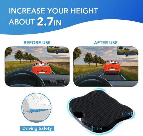 Vista 6 de Lofty Aim Cojín de asiento de coche, cómodos cojines de espuma viscoelástica para conducir (negro)