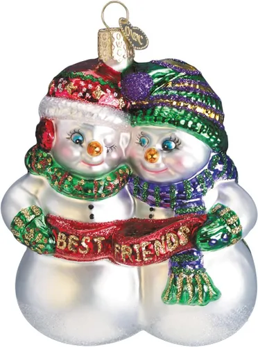 Vista 5 de Old World Christmas - Adorno de muñeco de nieve con bastón de caramelo hecho a mano, adorno de vidrio soplado para el árbol de Navidad, colección