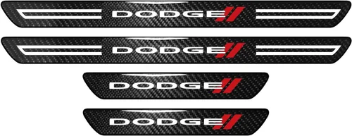 Vista 3 de iPick Image Para Dodge Black Real Carbon Fiber Universal Car Door Sill Step Protector Kick Plates un juego de 4