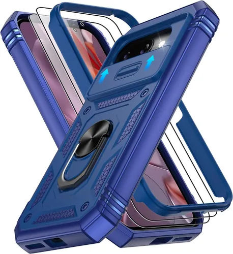 Vista 294 de Gritup Funda para Google Pixel 6 con cubierta deslizante para cámara y protector de pantalla (2 unidades), soporte de anillo giratorio 360°, funda