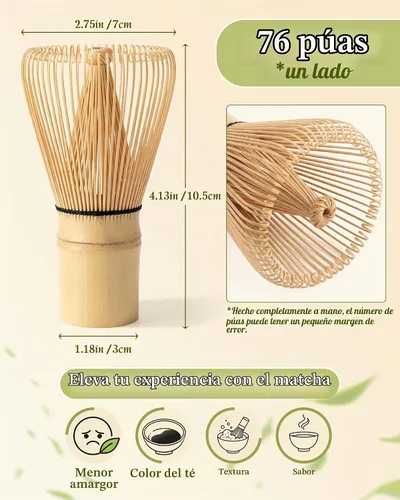 Vista 3 de Batidor de matcha, batidor de matcha de bambú, 1 paquete de 76