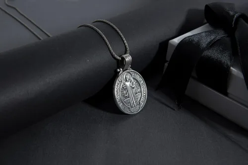 Vista 7 de bysilvergates Religious Collection - Men's 925 Sterling Silver Pendants St Christopher, St Michael, St Benedict - Timeless Faith-Inspired Necklaces