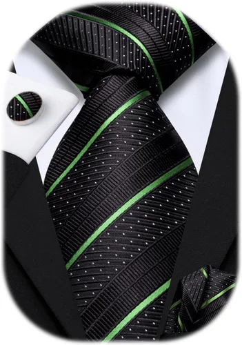 Vista 174 de Hi-Tie Corbatas de seda para hombre, diseño de cachemira a rayas, con bolsillo, gemelos cuadrados, conjunto formal de negocios