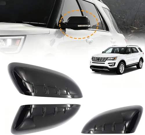 Vista 2 de Cubiertas de espejo superior para Ford Explorer 2011-2015 negro brillante