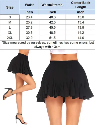 Vista 8 de Avidlove Lencería sexy de encaje para mujer, falda de patinadora plisada y falda básica casual de cintura alta con volantes acampanados, mini faldas