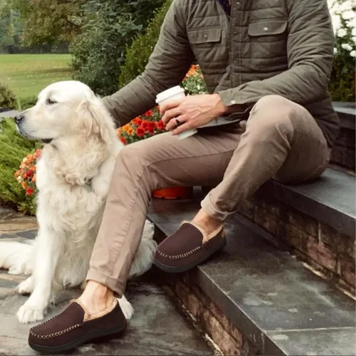 Vista 6 de Zigzagger - Pantuflas estilo mocasín de microgamuza y espuma viscoelástica, para hombre