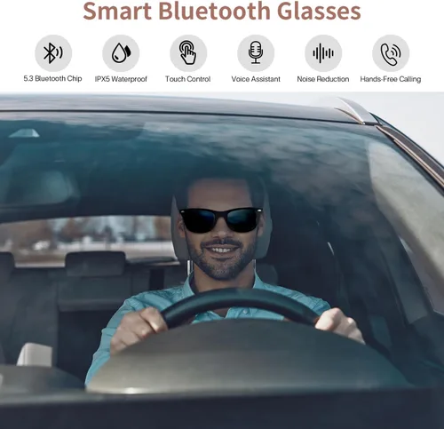 Vista 2 de Lentes inteligentes para hombres y mujeres, lentes de sol inteligentes para deportes al aire libre Open-Ear, UV Protection Polarized Bluetooth