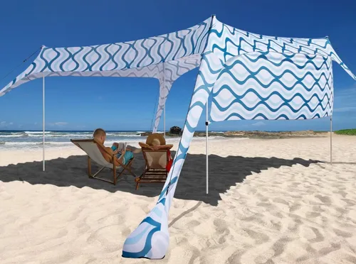 Vista 9 de Beach Canopy Tent Shade with Sidewalls 10x10FT, 6.6FT Tall, UPF50+ Sun Shelter, Windproof & Water Resistant, Includes Guylines Sand Shovel Stability