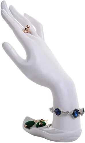 Vista 2 de Homeanda - Soporte para anillo de resina blanca, soporte para pulsera, organizador de cadena de mano, organizador de exhibición de joyas