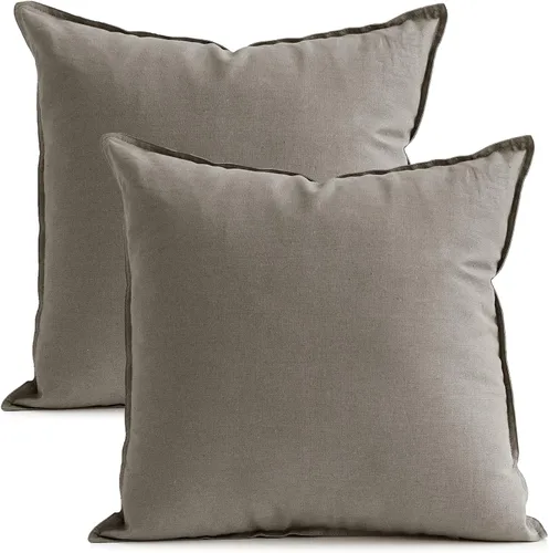 Vista 33 de Jeanerlor Funda de almohada decorativa de lino y algodón sólido de 18 x 18 pulgadas con cremallera, funda de cojín europea, funda de almohada