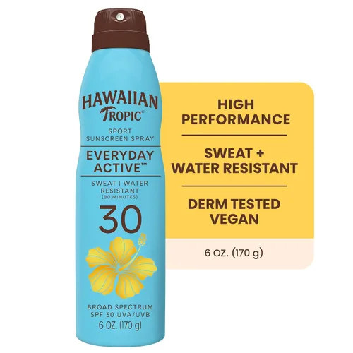Vista 2 de Hawaiian Tropic Island Sport - Protector solar en espray de amplio espectro, SPF 30, 6 onzas
