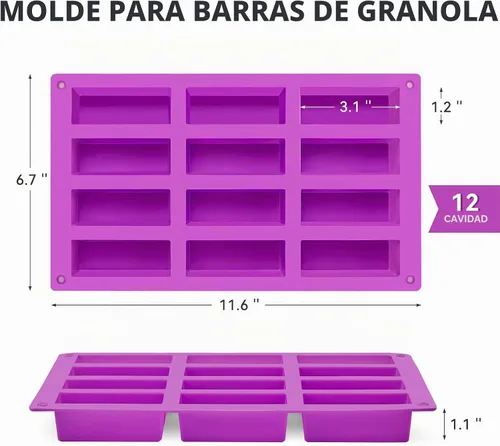 Vista 2 de Puyeipt Moldes de barra de granola, paquete de 2, 24 cavidades