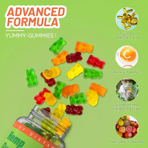 Vista 3 de Gomitas de cáñamo natural 2,000,000 XXL extra fuertes - 120 unidades Natural Edibles - Gomitas frutales con aceite de cáñamo orgánico, vegano