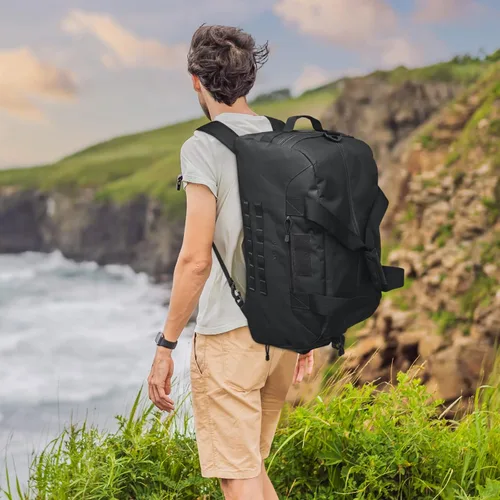 Vista 7 de G4Free Mochila táctica grande de 70L para hombre, mochila deportiva para gimnasio con compartimento para zapatos, mochila militar Molle (negro)