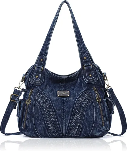 Vista 25 de Carteras y bolsos de mano para mujeres, bolso tote de moda, bolsos de hombro con asa superior, carteras tipo satchel de cuero sintético lavado