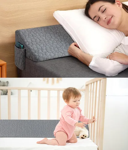 Vista 5 de Almohada de cuña de tamaño individual de patente (39 x 10 x 6 pulgadas), almohada de cuña para cabecero, almohada triangular, almohada larga