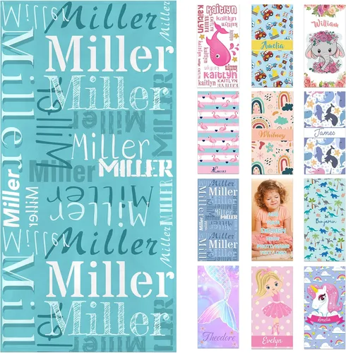 Vista 19 de Toallas de playa personalizadas para adultos y niños con nombres, toallas de playa personalizadas para hombres y mujeres, toalla de baño