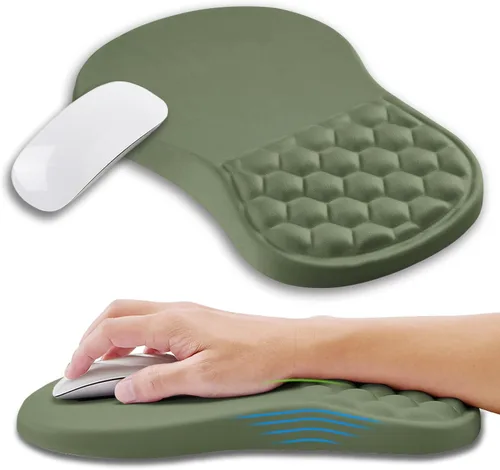 Vista 23 de Alfombrilla ergonómica para ratón con soporte de muñeca con espuma viscoelástica con protuberancia de masaje, alfombrilla para ratón de alivio