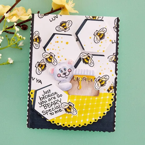 Vista 3 de Spellbinders Stampendous Bear Hugs Face and Sentiments - Juego de sellos transparentes