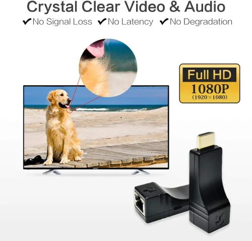 Vista 6 de DDMALL Mini extensor HDMI de hasta 330 pies/328.1 ft, 1080P a 60 Hz, extensor HDMI Full HD sobre cable Ethernet CAT5e/CAT6, con control IR directo 1