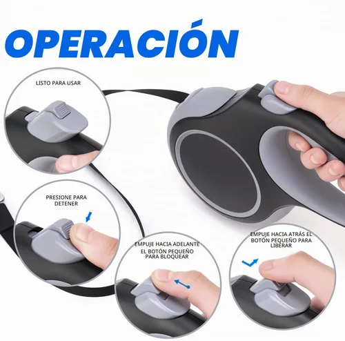 Vista 4 de Correa retráctil para perro de 26 pies, gran correa resistente para perros de hasta 110 libras, mango de goma antideslizante, freno con una sola