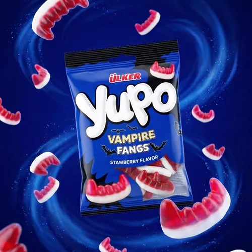 Vista 3 de Ceres Gourmet Vampire Teeth - Paquete de 24 caramelos a granel (2.82 onzas cada uno), paquetes individuales, gomitas masticables de drácula