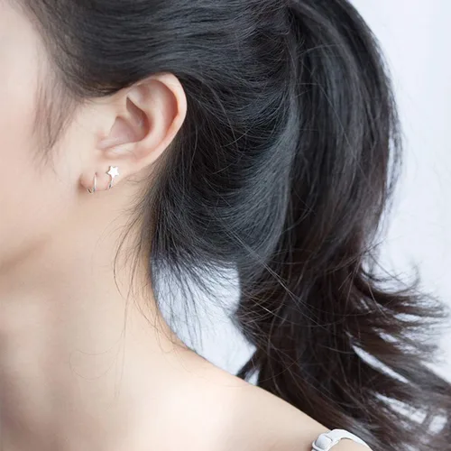 Vista 6 de Sluynz - Aretes de plata con diseño de estrella para mujer y adolescente