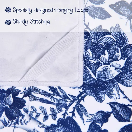 Vista 4 de Geiserailie 6 paños de cocina chinoiserie florales azules y blancos de 15 x 24 pulgadas, diseño de pájaro, flor de pavo real, alce, toalla de cocina
