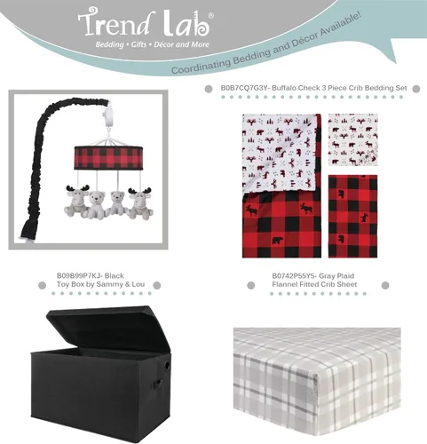 Vista 4 de Trend Lab Buffalo Check - Móvil para cuna de bebé con música, brazo móvil para cuna para rieles de cuna estándar