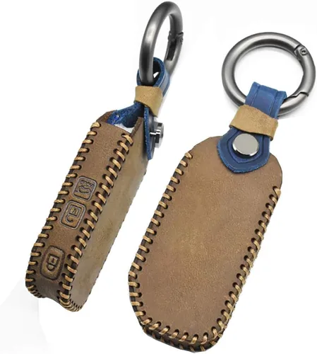 Vista 7 de ontto Funda de cuero con 3 botones para llavero de protección completa para Kia Ceed Cerato Optima, Azul