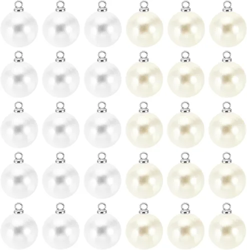 Vista 68 de PATIKIL Abalorio de perlas, 100 cuentas de perlas de imitación de perlas colgantes para bricolaje para hacer joyas, pulseras, aretes, collares Beige