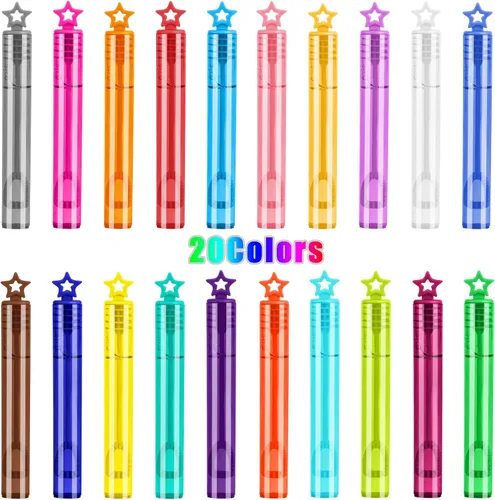 Vista 2 de 200 mini varitas de burbujas de estrellas de 20 colores, juguetes de recuerdo de fiesta para niños, hora del baño, regalos de verano al aire libre