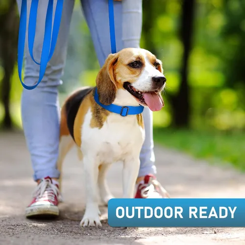 Vista 7 de Correa impermeable para perro, resistente de 6 pies, fabricada en Estados Unidos, color azul