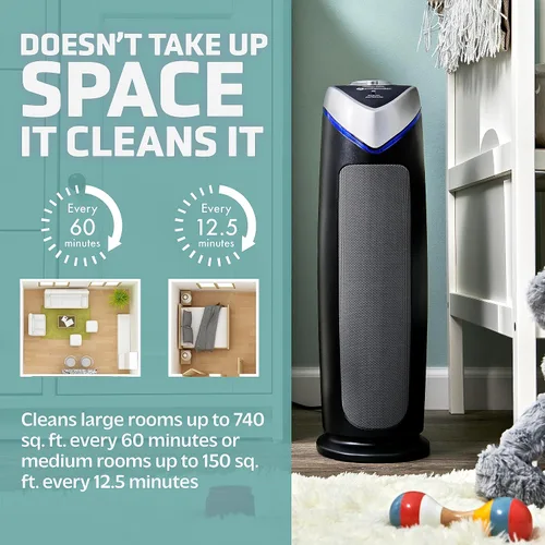 Vista 5 de Germ Guardian AC4825 - Paquete de purificador de aire con filtro de repuesto FLT4825 True HEPA, filtra silenciosamente alergias, polen, humo, polvo
