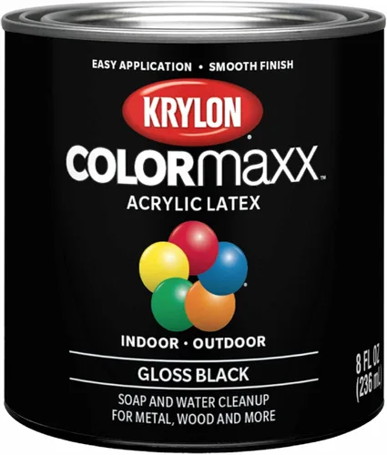 Vista 9 de Krylon K05647007 COLORmaxx - Pintura acrílica de látex para uso en interiores y exteriores, 1 cuarto de galón (paquete de 1), negro, 31 onzas